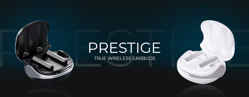 Casti Bluetooth Wireless LUMAUDiO® Prestige, ANC, Bass Puternic, Alb Argintiu