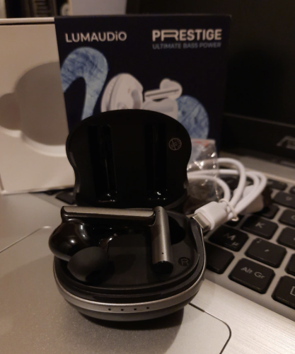 Casti Bluetooth Wireless LUMAUDiO® Prestige pentru muzica si apeluri,cu ANC si Bass Puternic, Negru/Alb photo review