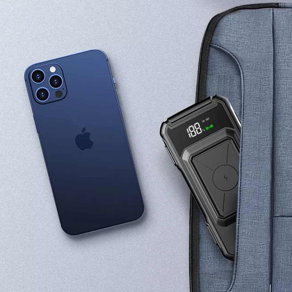 Baterie externa LUMAUDiO Warrior, 20.000 mAh, cu incarcare wireless fast charge 15W, 4 cabluri incorporate