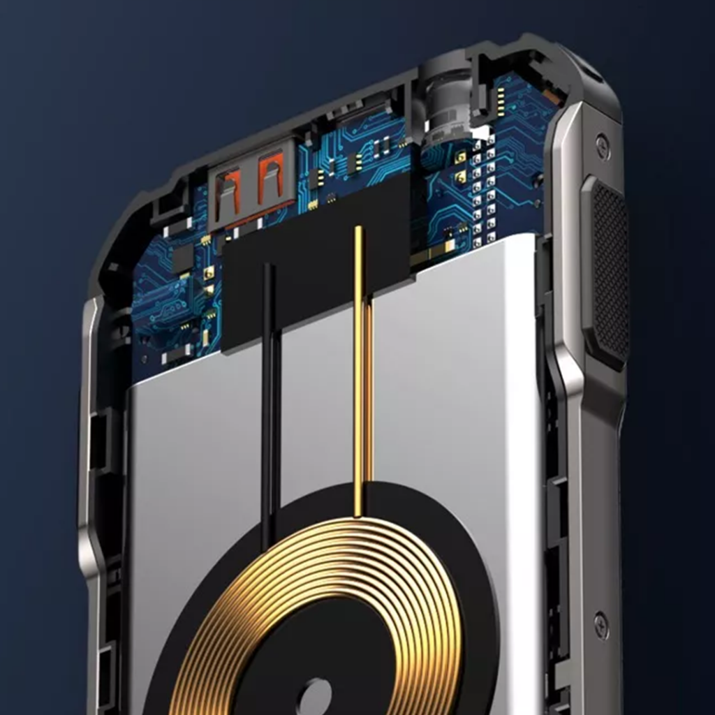 Baterie externa LUMAUDiO Warrior, 20.000 mAh, cu incarcare wireless fast charge 15W, 4 cabluri incorporate