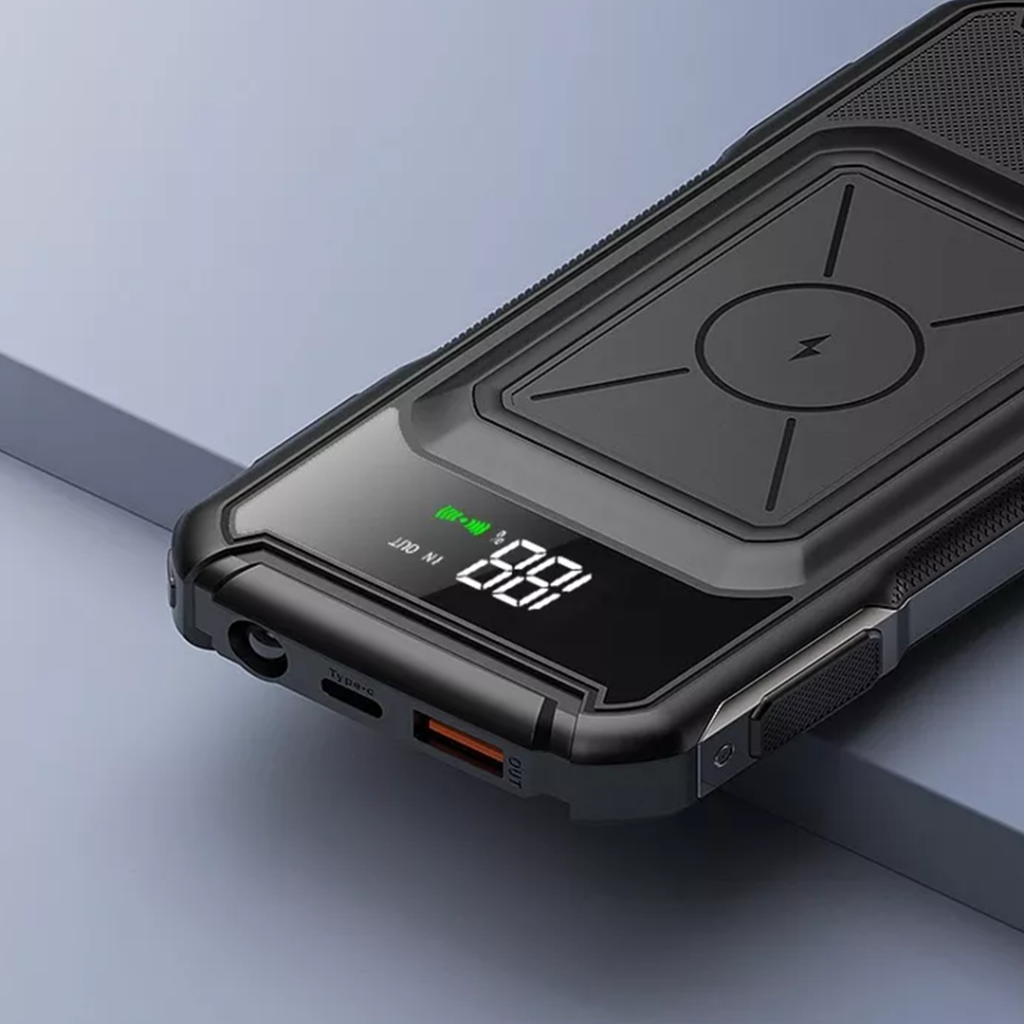 Baterie externa LUMAUDiO Warrior, 20.000 mAh, cu incarcare wireless fast charge 15W, 4 cabluri incorporate