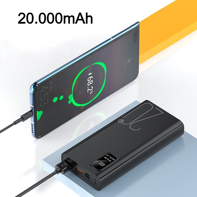 Baterie externă LUMAUDiO Power capacitate 20.000mAh, încărcare fast charge 22.5 W, display digital, compatibilitate universală: Samsung, iPhone, Huawei, Xiaomi