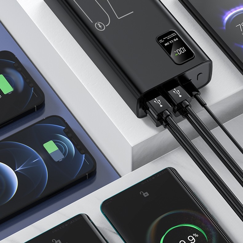 Baterie externă LUMAUDiO Beast capacitate 30.000mAh, încărcare fast charge 22.5 W, display digital, compatibilitate universală: Samsung, iPhone, Huawei, Xiaomi