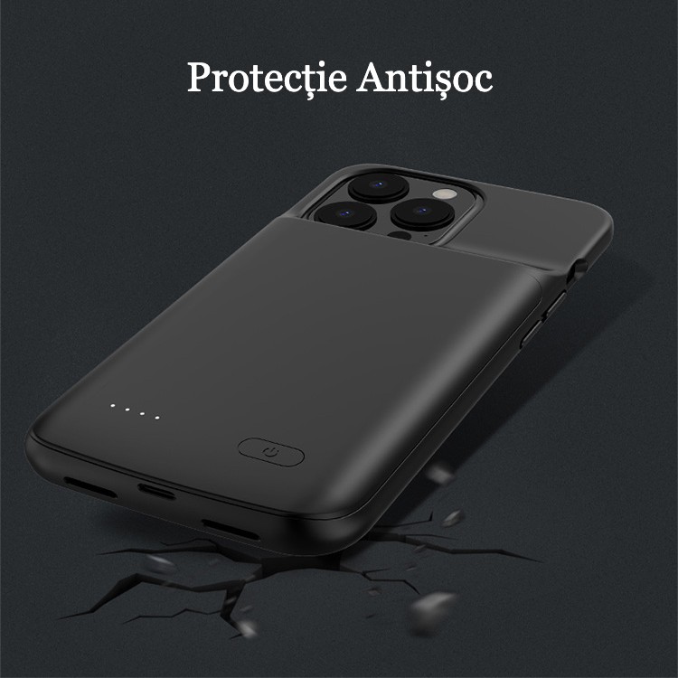 Husă cu baterie externă LUMAUDiO iBoost , compatibilă cu iPhone 13/ 14/ 13 PRO/ 14 PRO, material TPU și ABS, capacitate de 4800mAh