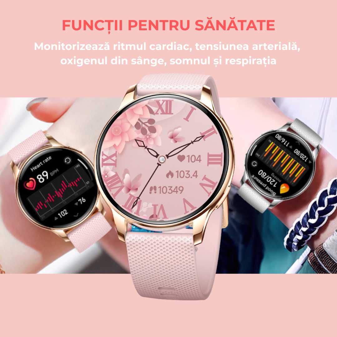 Ceas Smartwatch LUMAUDiO Callix, Autonomie 10 zile, Rezistent la apa, 2 curele