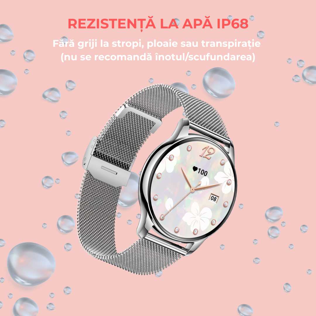 Ceas Smartwatch LUMAUDiO Callix, Autonomie 10 zile, Rezistent la apa, 2 curele