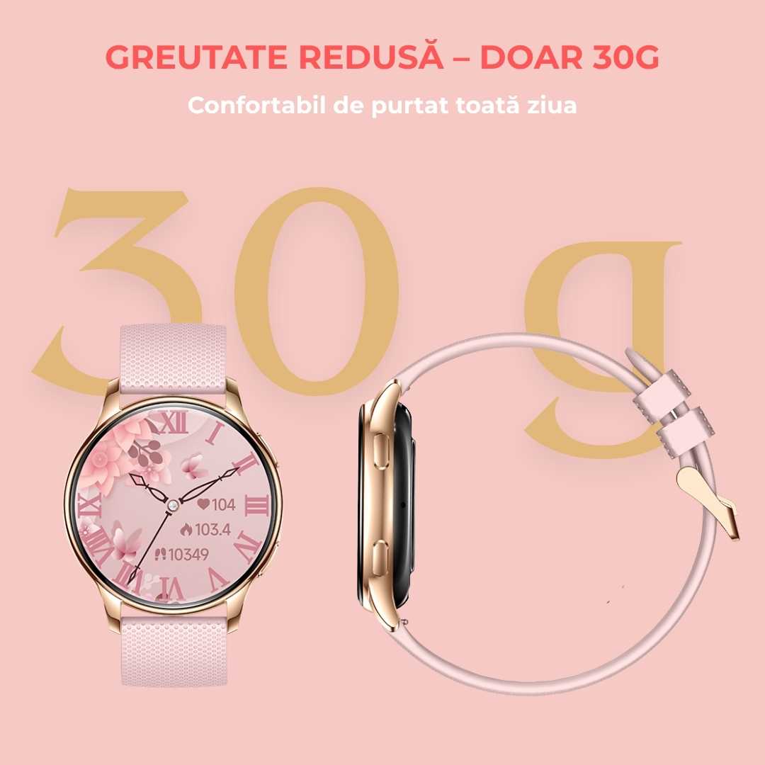 Ceas Smartwatch LUMAUDiO Callix, Autonomie 10 zile, Rezistent la apa, 2 curele