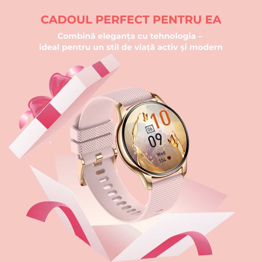 Ceas Smartwatch LUMAUDiO Callix, Autonomie 10 zile, Rezistent la apa, 2 curele