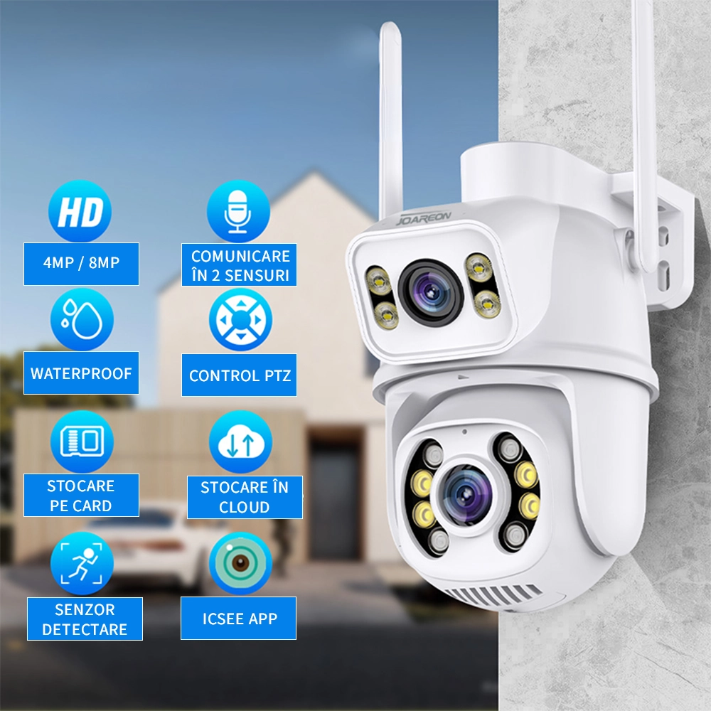 Camera supraveghere exterior LUMAUDiO® Zing, Full Color Night vision, 4K, Rezistenta la intemperii, Alb 2