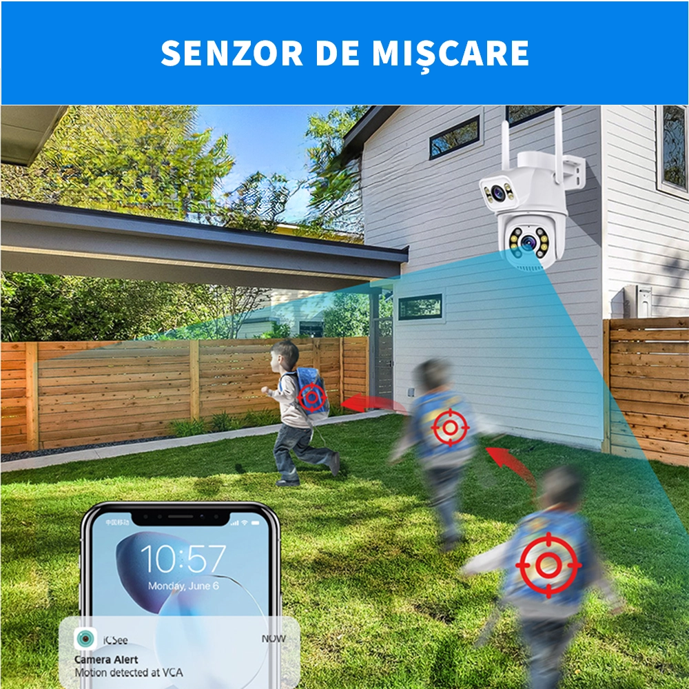 Camera supraveghere exterior LUMAUDiO® Zing, Full Color Night vision, 4K, Rezistenta la intemperii, Alb 6