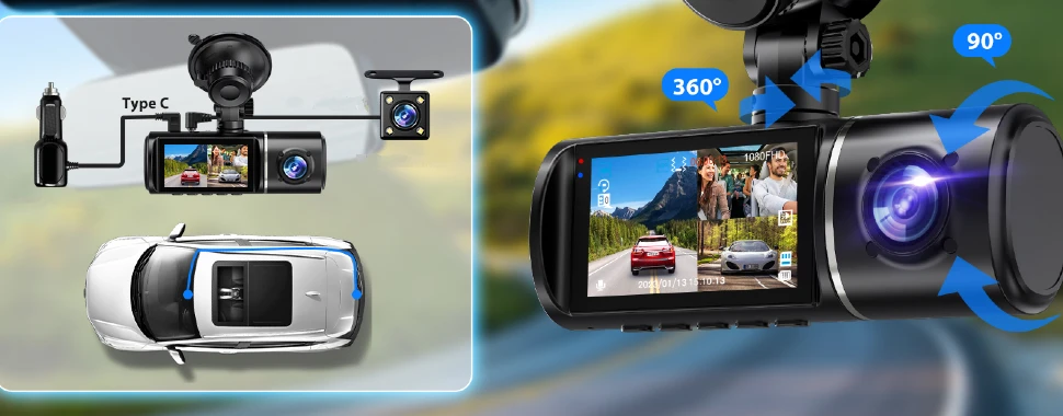 Camera auto fata spate interior LUMAUDiO RoadWatch