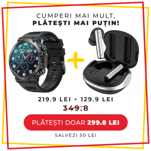 Pachet CADOU LUMAUDiO, Smartwatch Rugged+ Casti Bluetooth Wireless Prestige