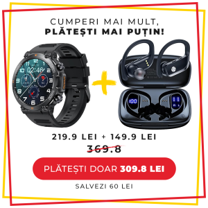 Pachet PROMO LUMAUDiO, Smartwatch Rugged + Casti Bluetooth Wireless Trackbud