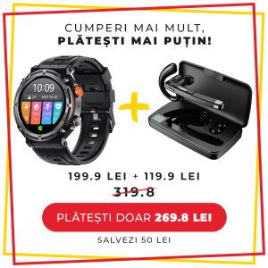 Pachet promo smartwatch titanium + ceas bluetooth wireless action