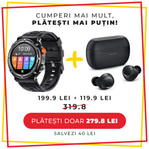Set cadou LUMAUDiO, Smartwatch + Casti Bluetooth, Titanium si Gravity