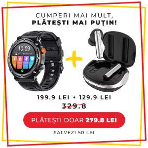 Set cadou LUMAUDiO, Smartwatch Titanium + Casti Bluetooth Wireless Prestige