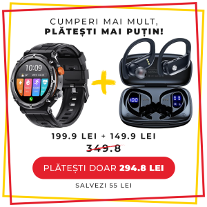 Pachet PROMO LUMAUDiO, Smartwatch Titanium + Casti Bluetooth Wireless Trackbud