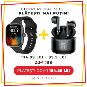 Pachet PROMO LUMAUDiO, Smartwatch Marvel + Casti Bluetooth Wireless Spin