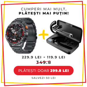 Pachet PROMO LUMAUDiO, Smartwatch Syncro + Casca Bluetooth Wireless Action