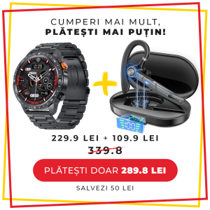 Pachet PROMO LUMAUDiO, Smartwatch Syncro + Casca Bluetooth Wireless Bilink