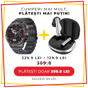 Pachet CADOU LUMAUDiO, Smartwatch Syncro + Casti Bluetooth Wireless Prestige