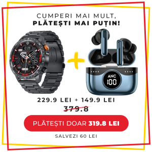 Pachet PROMO LUMAUDiO, Smartwatch Syncro + Casti Bluetooth Wireless Sonox