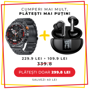 Set cadou LUMAUDiO, Smartwatch Syncro + Casti Bluetooth Wireless Zoundx