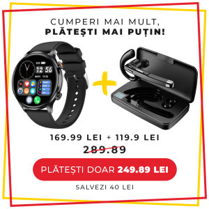 Pachet PROMO LUMAUDiO, Smartwatch Verve + Casca Bluetooth Wireless Action