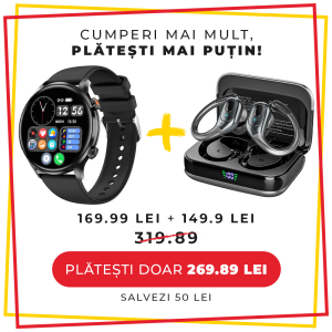 Pachet PROMO LUMAUDiO, Smartwatch Verve + Casti Bluetooth Wireless Pulsefit