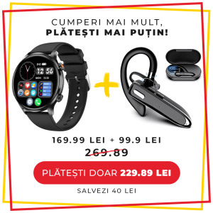 Pachet PROMO LUMAUDiO, Smartwatch Verve + Casca Bluetooth Wireless Ring