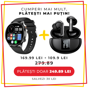 Pachet PROMO LUMAUDiO, Smartwatch Verve + Casti Bluetooth Wireless Zoundx