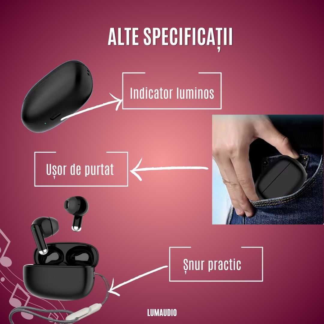 Casti Audio Wireless LUMAUDiO® NanoBeat cu Bluetooth 5.3, Difuzoare de 13mm 10