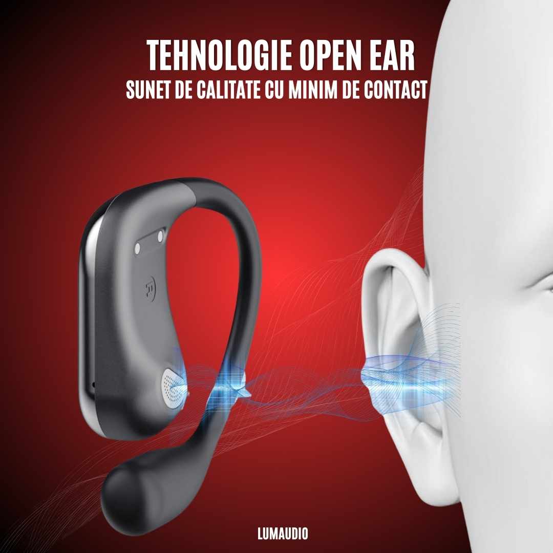 Casti Bluetooth Wireless LUMAUDiO® Escape cu Tehnologie Opean Ear si Bluetooth 5.4