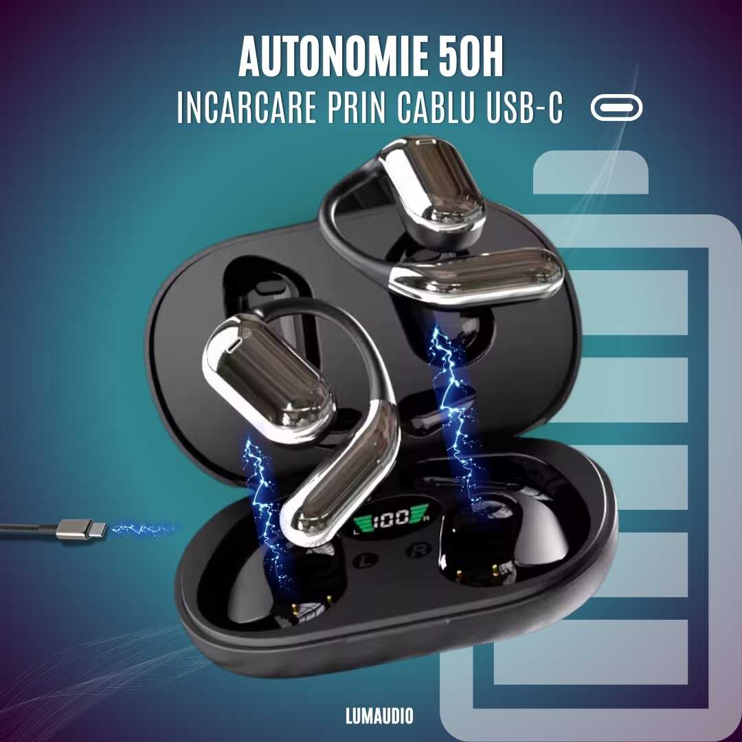 Casti Bluetooth Wireless LUMAUDiO® Airo cu Tehnologie Opean Ear si Bluetooth 5.4