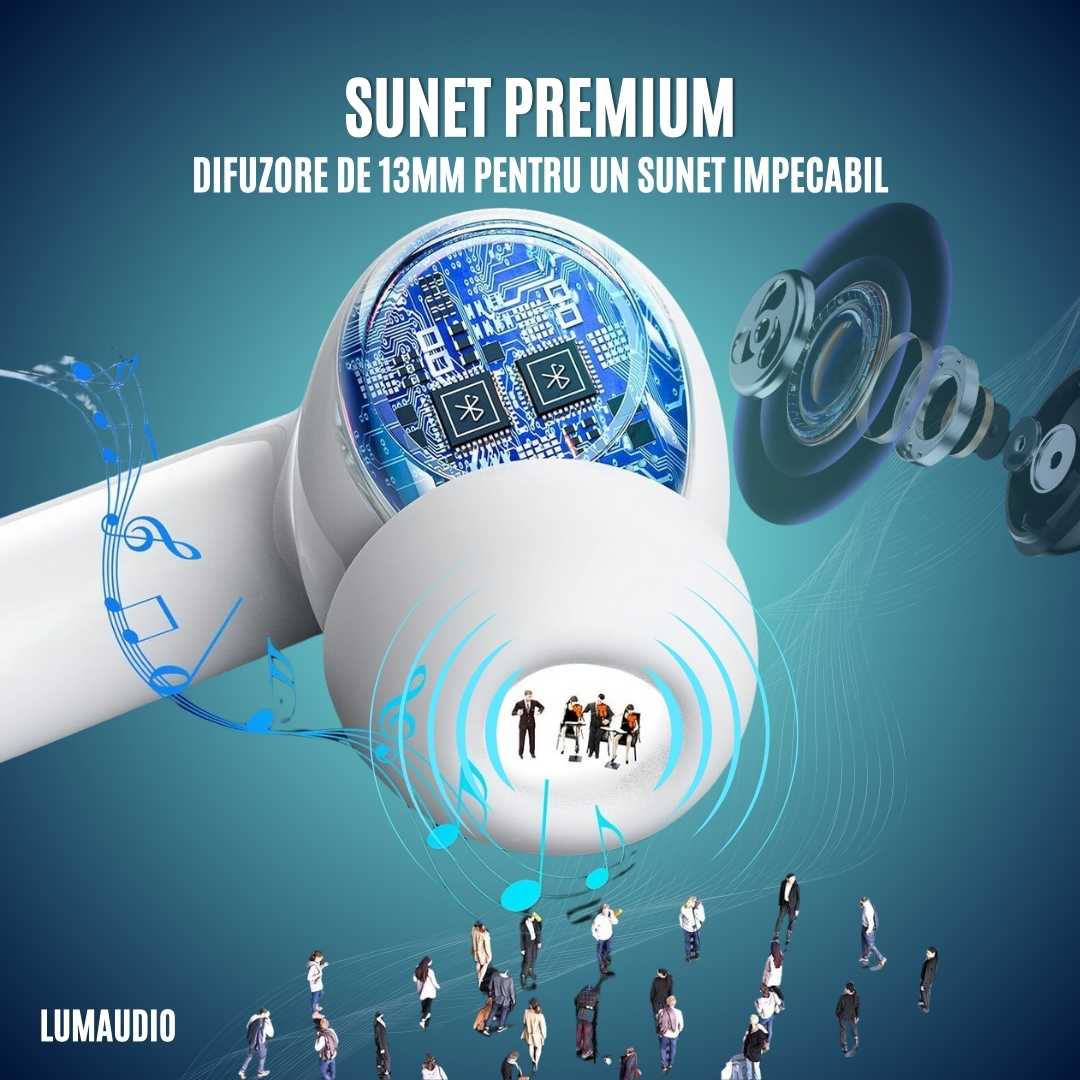 Căști Audio Wireless LUMAUDiO® Impulse Autonomie 41 Ore și Dubla tehnologie de Anulare a Zgomotelor ANC+ENC 5