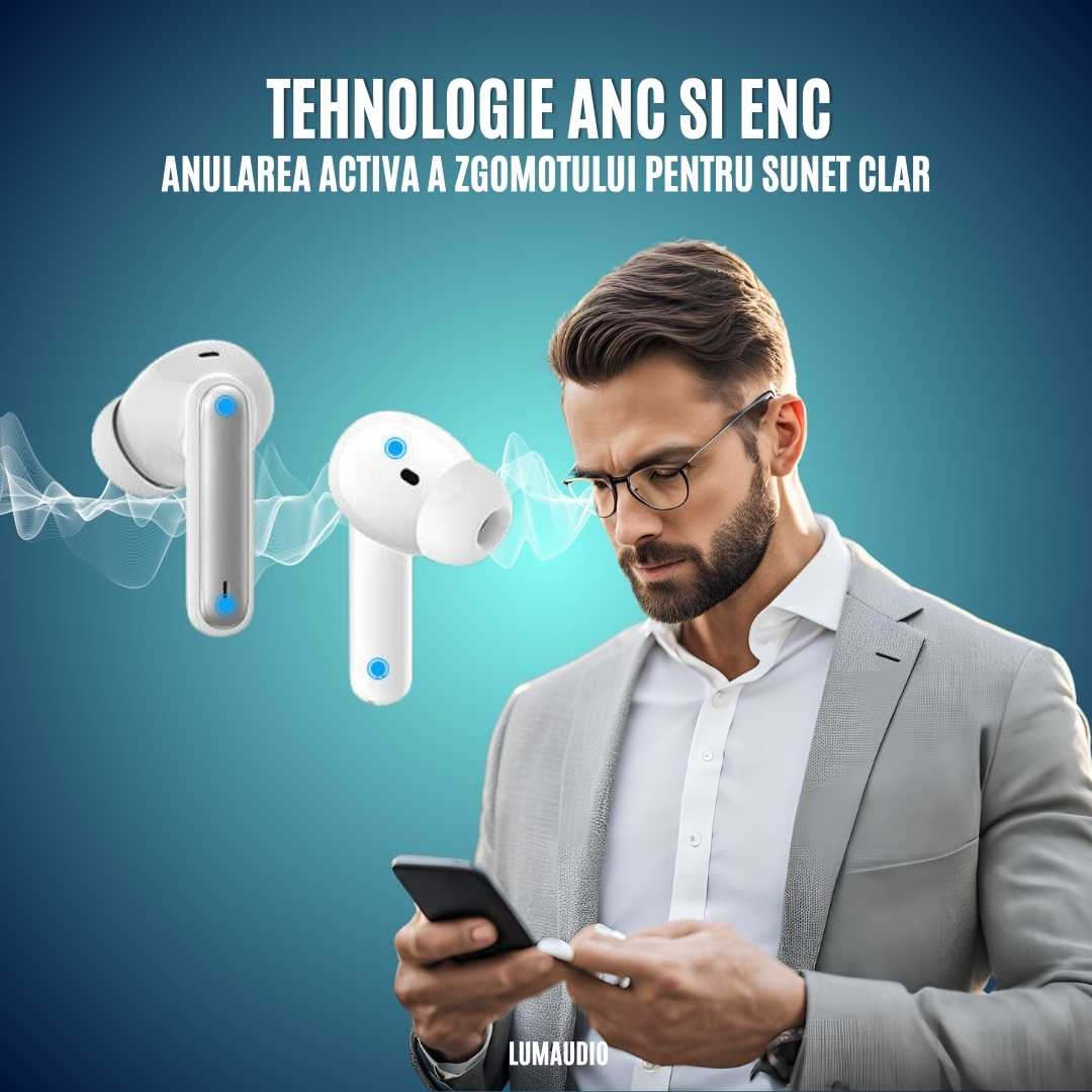 Căști Audio Wireless LUMAUDiO® Impulse Autonomie 41 Ore și Dubla tehnologie de Anulare a Zgomotelor ANC+ENC 6