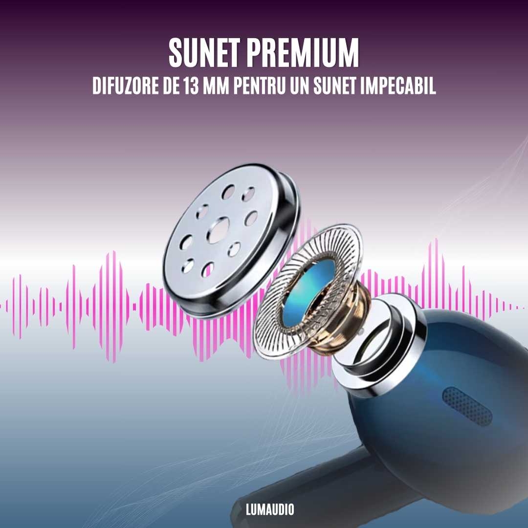 Casti Audio Wireless LUMAUDiO® Wave cu Sunet si Microfon HD, Difuzoare 13mm, Bluetooth 5.3