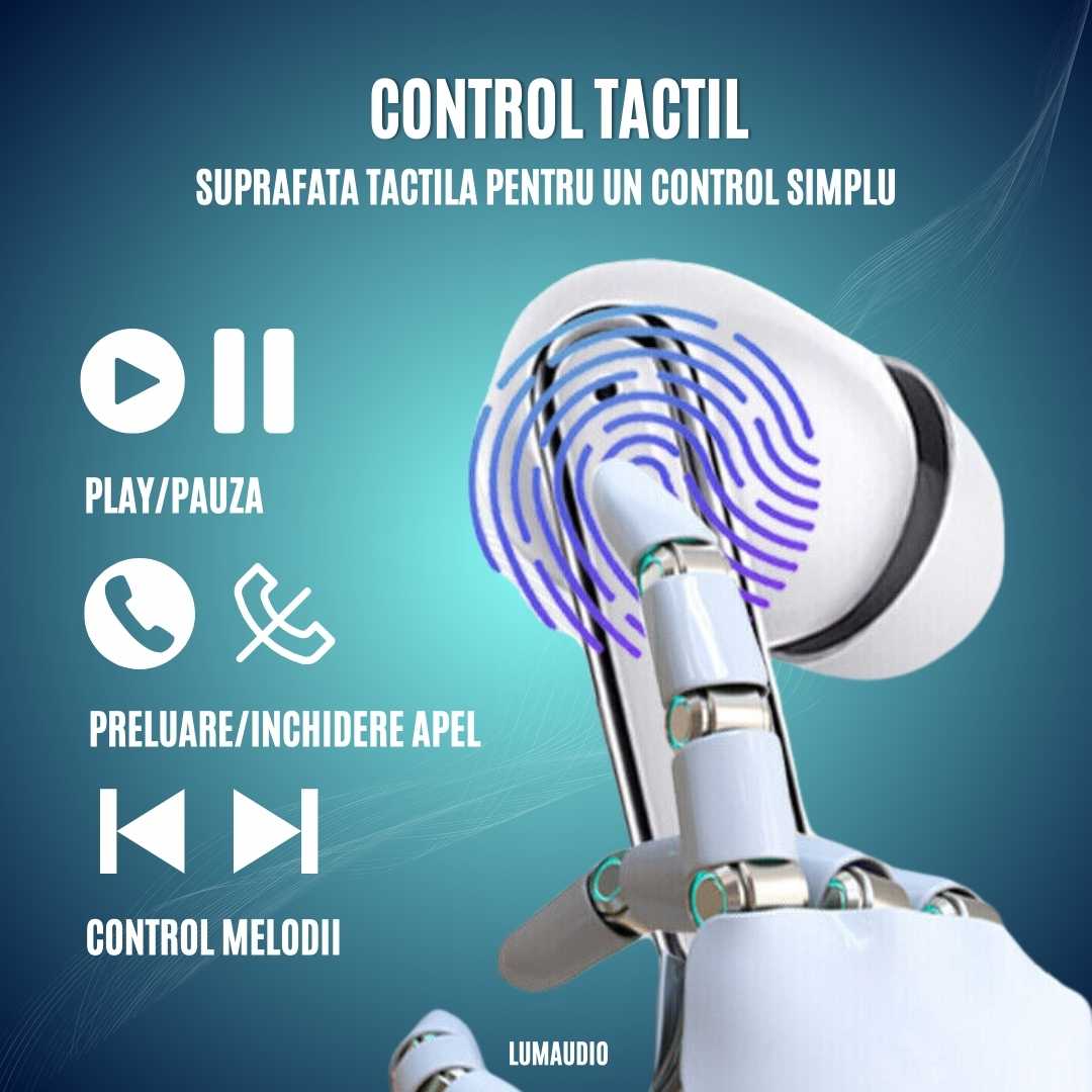 Căști Audio Wireless LUMAUDiO® Impulse Autonomie 41 Ore și Dubla tehnologie de Anulare a Zgomotelor ANC+ENC 7