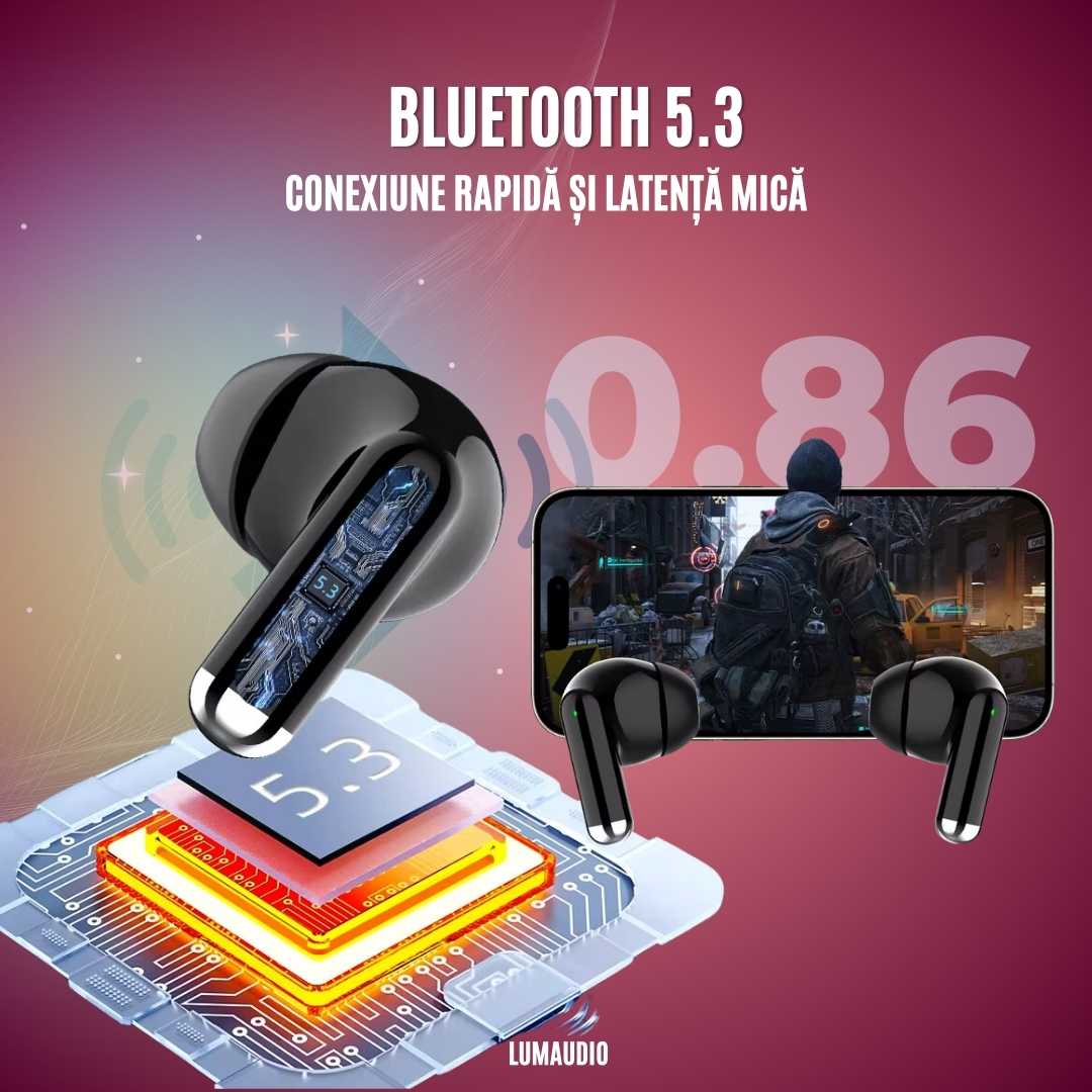 Casti Audio Wireless LUMAUDiO® NanoBeat cu Bluetooth 5.3, Difuzoare de 13mm 8