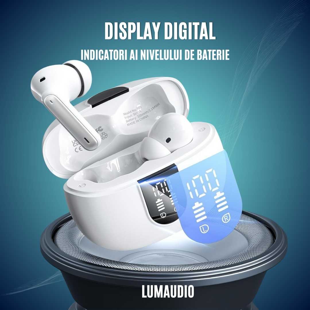 Căști Audio Wireless LUMAUDiO® Impulse Autonomie 41 Ore și Dubla tehnologie de Anulare a Zgomotelor ANC+ENC 8