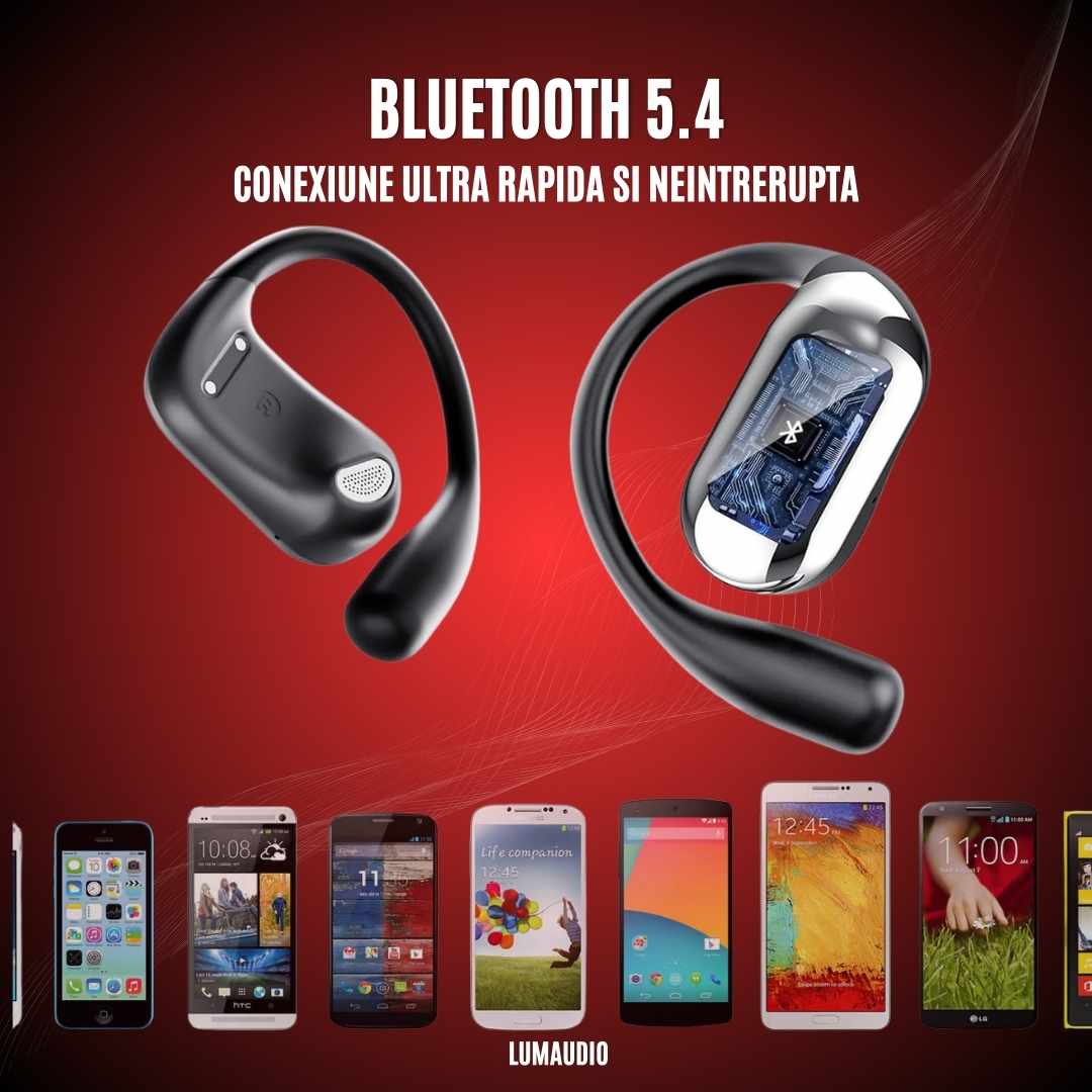 Casti Bluetooth Wireless LUMAUDiO® Escape cu Tehnologie Opean Ear si Bluetooth 5.4
