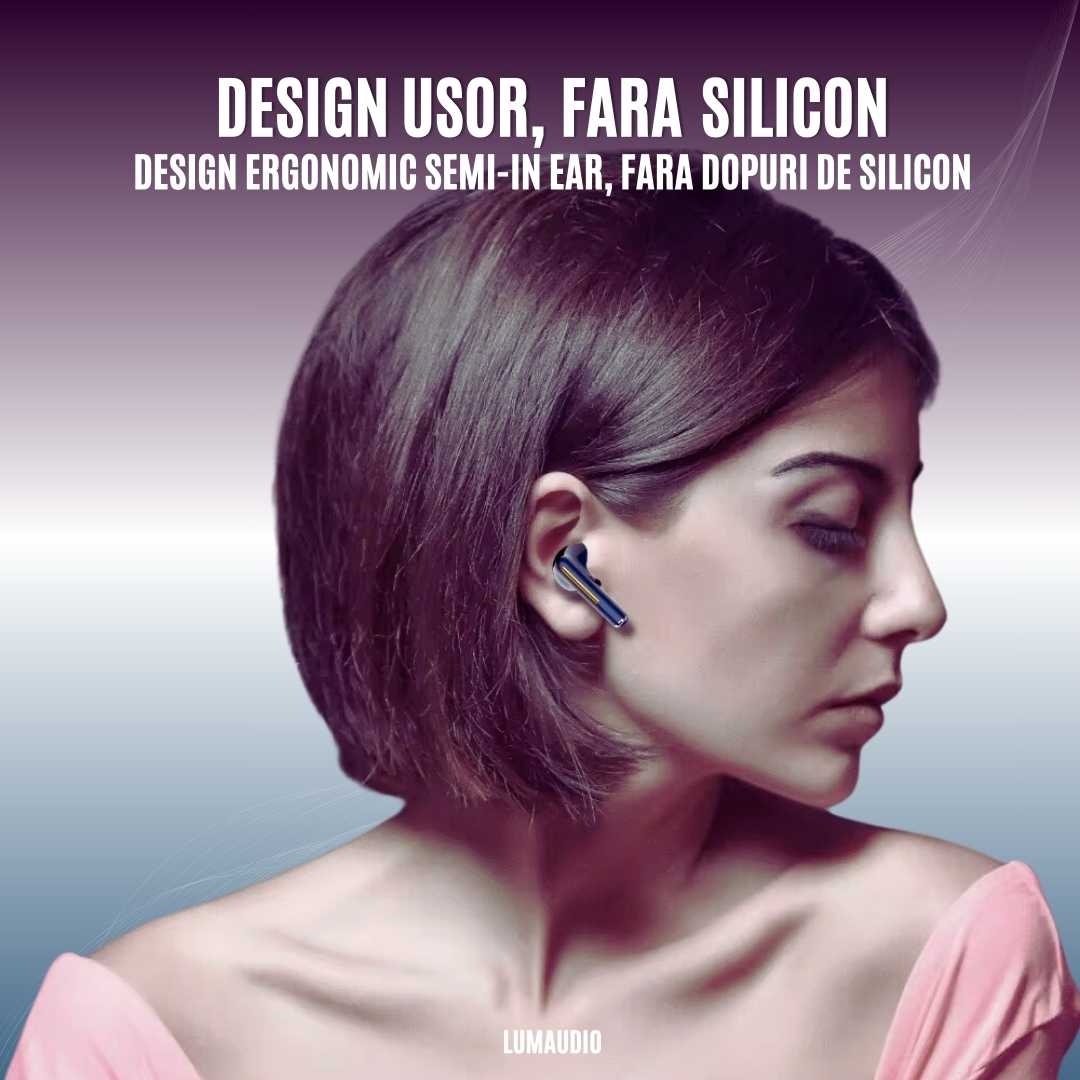 Casti Audio Wireless LUMAUDiO® Wave cu Sunet si Microfon HD, Difuzoare 13mm, Bluetooth 5.3