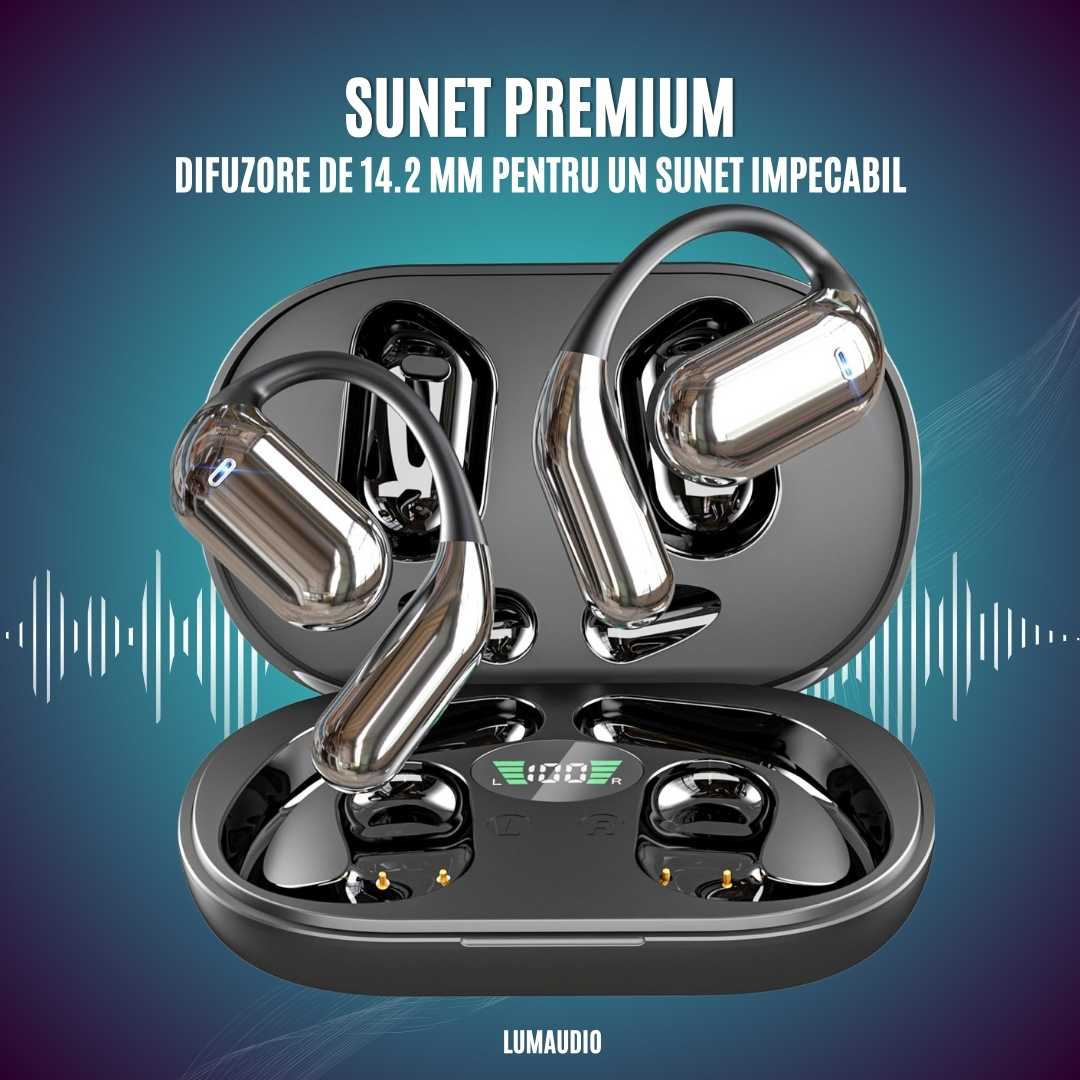 Casti Bluetooth Wireless LUMAUDiO® Airo cu Tehnologie Opean Ear si Bluetooth 5.4