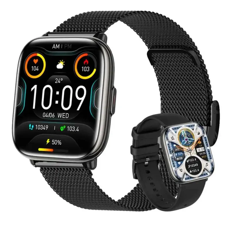 Ceas Smartwatch dama LUMAUDiO® Quantum, Autonomie de 7 zile, 2 curele incluse, negru