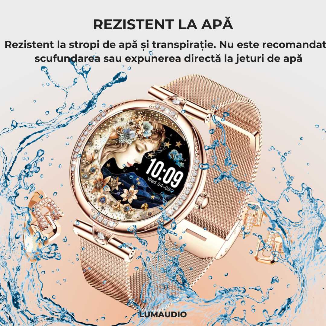 Ceas Smartwatch dama LUMAUDiO® Infinity, autonomie 7 zile, 2 curele, rezistent la apa