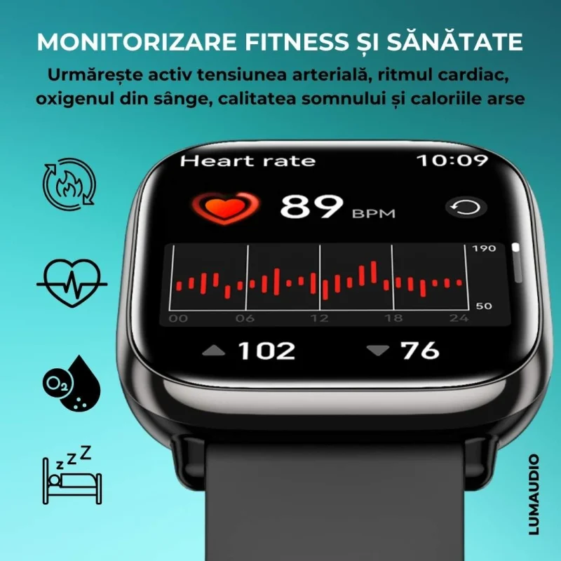 Ceas Smartwatch dama LUMAUDiO® Quantum,monitorizare sanatate