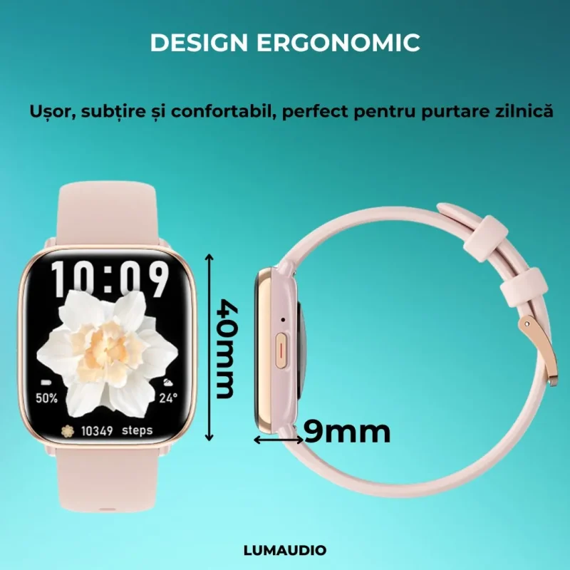 Ceas Smartwatch dama LUMAUDiO® Quantum, design ergonomic