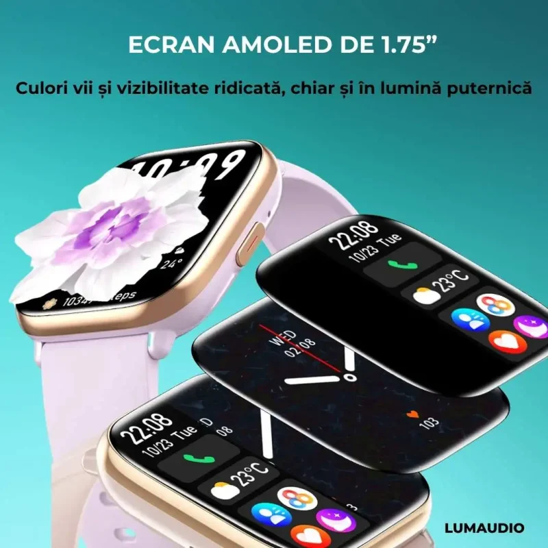 Ceas Smartwatch dama LUMAUDiO® Quantum, ecran AMOLED