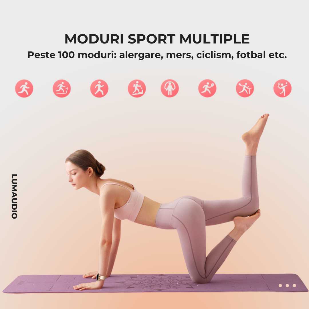 Ceas Smartwatch dama LUMAUDiO® Infinity, autonomie 7 zile, 2 curele