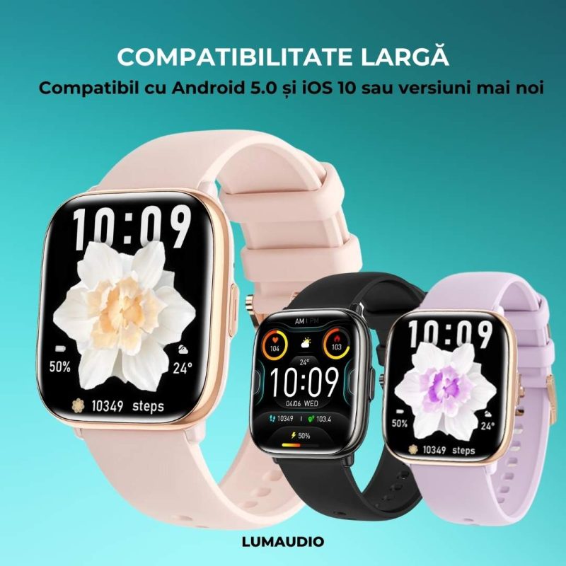 Ceas Smartwatch dama LUMAUDiO® Quantum, compatibilitate universala